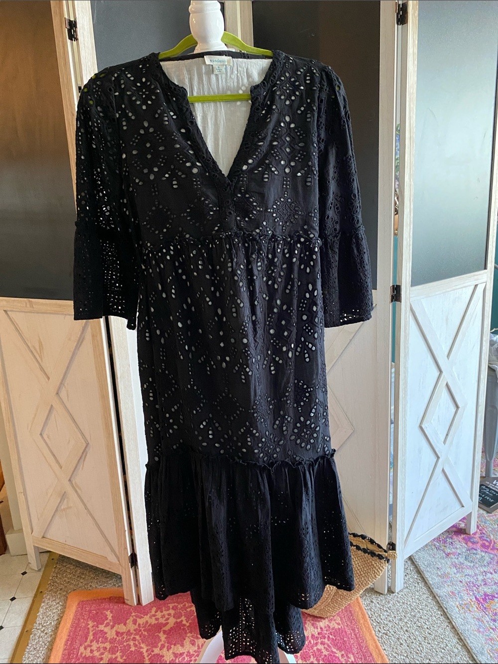 Sundance Selma Black Eyelet High Low Dress